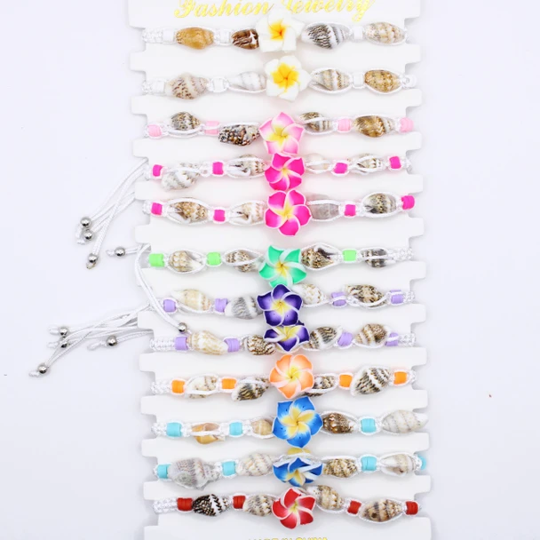 Seashell & Plumeria Flower Bracelet .70 each