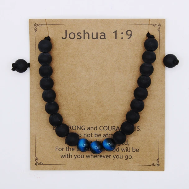 Men's Black Beaded Adjustable Bracelet with Blue Accent Beads .70 each