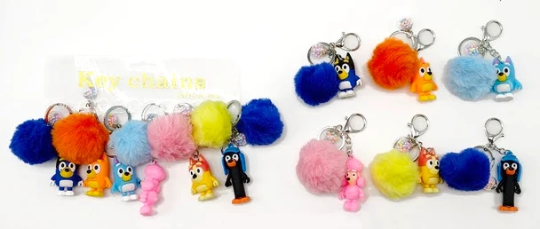 Novelty Keychain with Pom Pom & Charm Ball .70 each