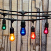 48' Black Commercial String Light with Suspend Socket & Multi Color S14 Bulbs