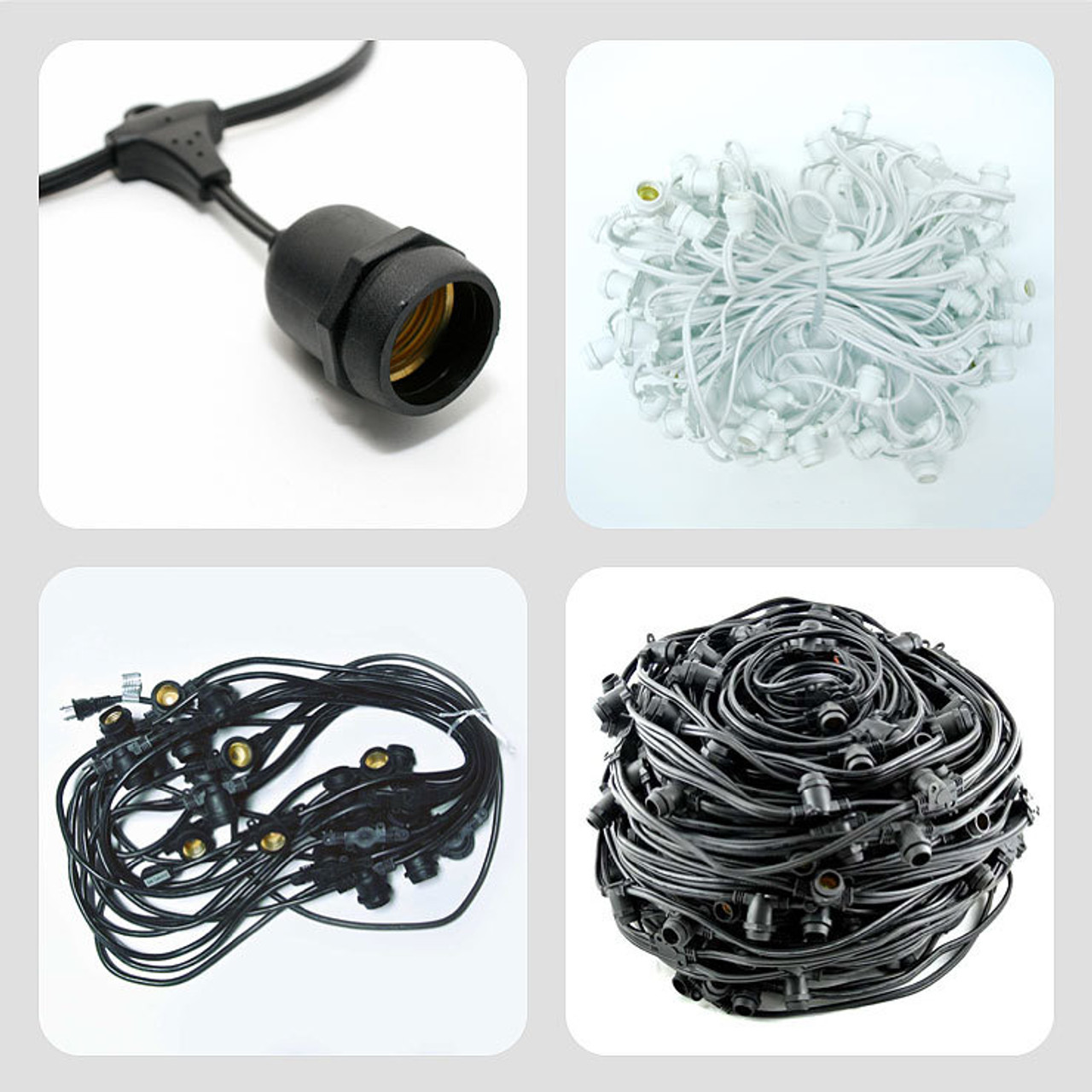 String Light Cords Commercial Grade, Weatherproof, Custom Lengths