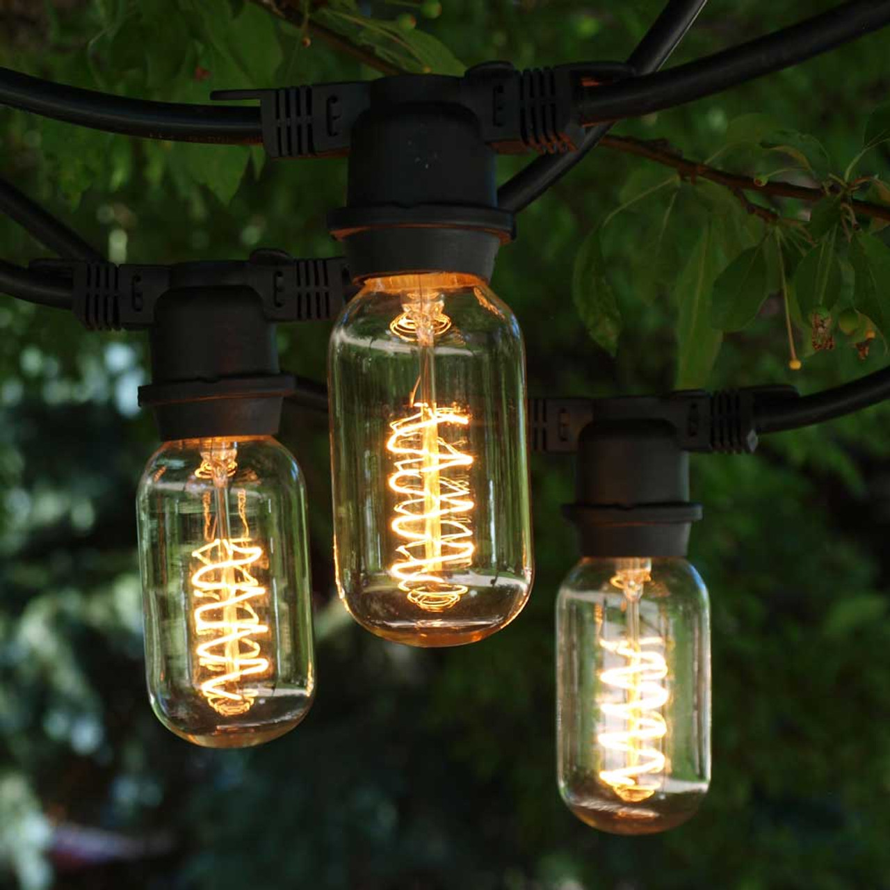 Vintage Outdoor String Light, T14 Edison Spiral Bulb