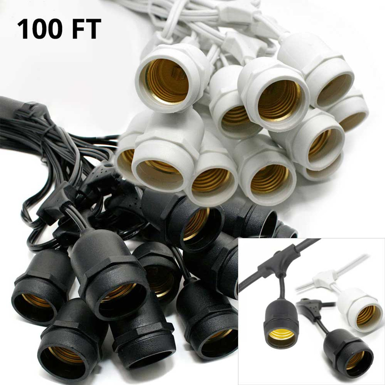 100 ft Commercial Grade, Suspended Socket String Lights