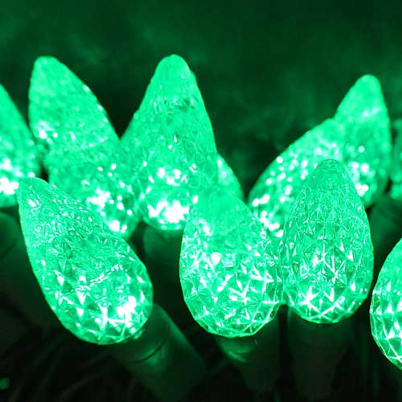 70 Light C6 LED Christmas Mini Light Set, Green/Yellow, Green Wire