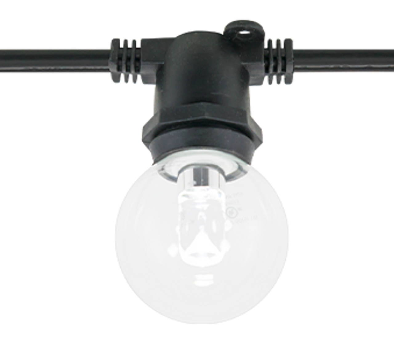 C9 Commercial Grade String Lights & G50 Clear Bulbs (E17/intermediate Base) Cord Color: Black 56 Feet - Sival