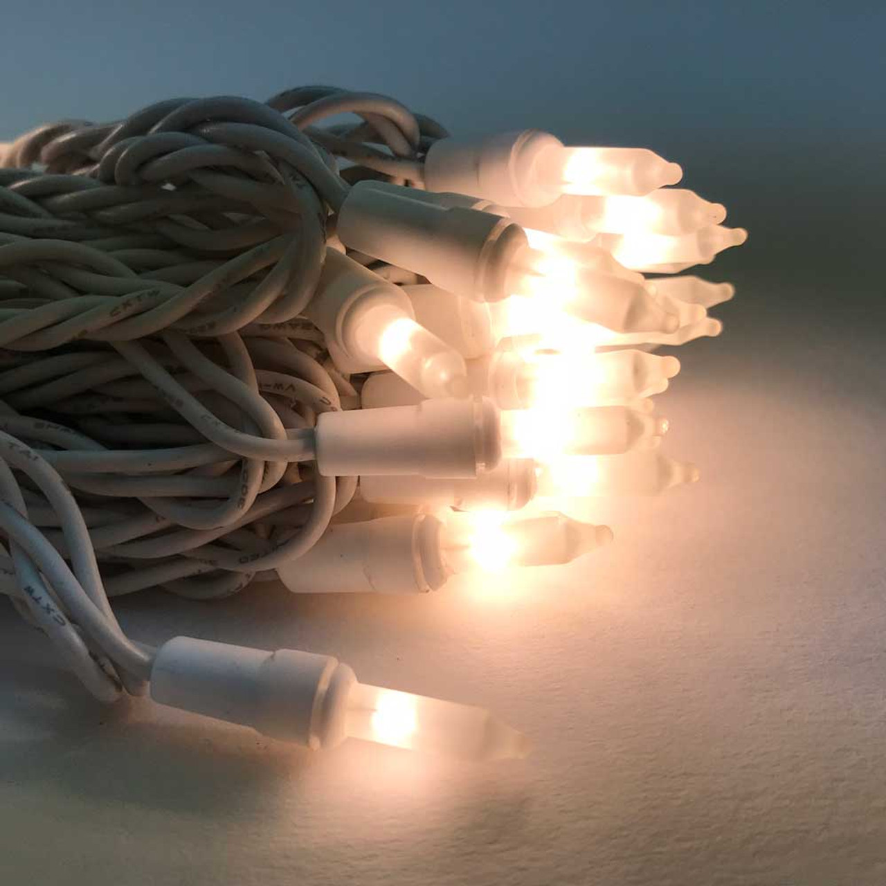 100-bulb Clear Mini Lights, 4 Spacing, White Wire