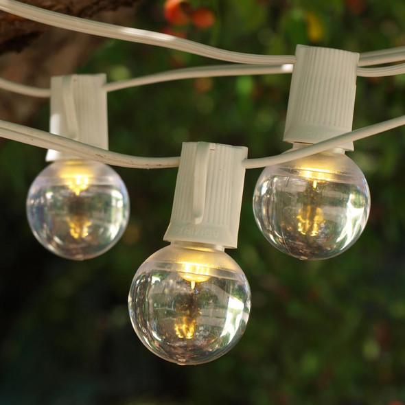 LED String Lights with LED Smooth G40 Bulbs - White cord