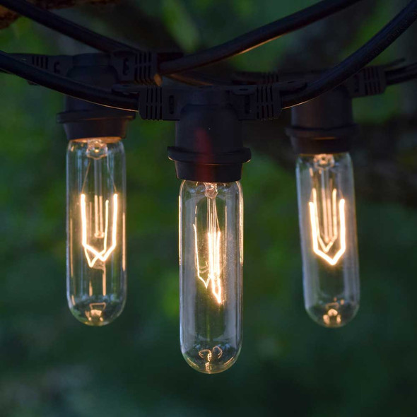 48' Black Vintage String Light & T9 Edison Tube Bulbs