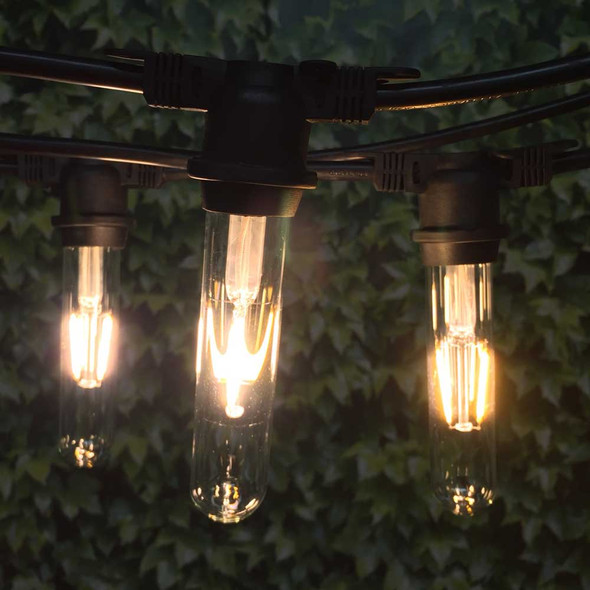 48' Black Vintage String Lights & LED T9 Edison Tube Bulbs
