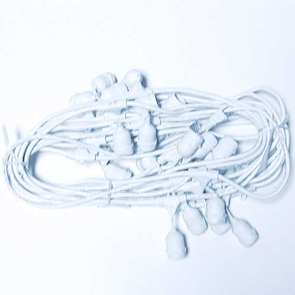 48' White Commercial Grade String Light Cord with Suspended Sockets