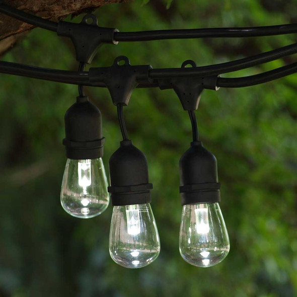 LED Outdoor String Light, Suspended Sockets & Professional LED S14 Bulbs (cool white)