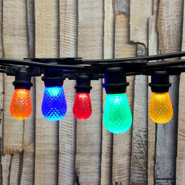 48' Black Commercial String Light with LED S14 Multi Color Bulbs