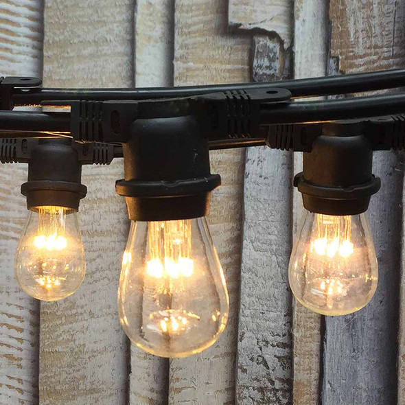 100' Black LED Commercial String Light & LED S14 Premium Bulbs (9 LEDs)