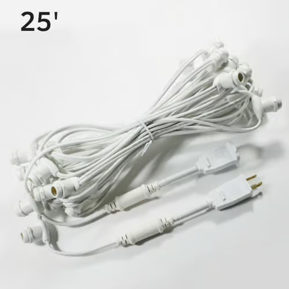 25' White C7 Commercial Grade String Light Cord