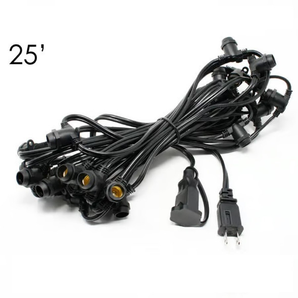 25' Black C7 Commercial Grade String Light Cord