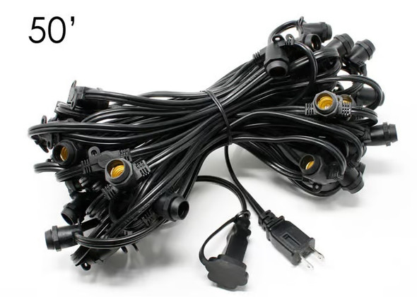 50' Black C7 Commercial Grade String Light Cord