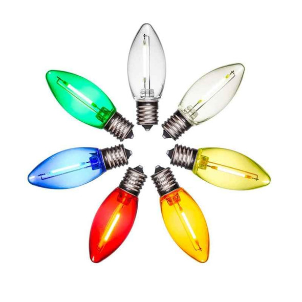 LED C9 Filament Bulbs - all colors