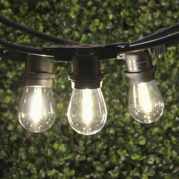 Black Vintage Outdoor String Lights & Single-Filament LED S14 Vintage Bulbs