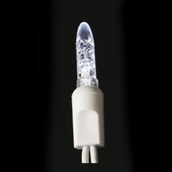 LED Icicle Lights, warm white, white cord, single bulb