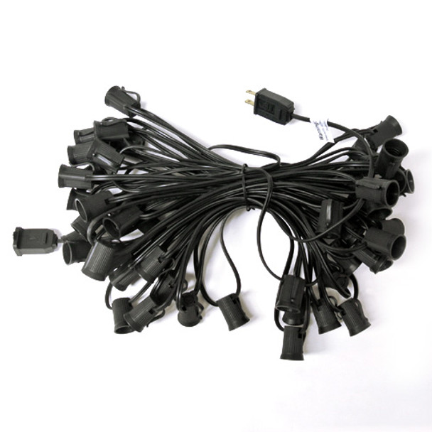 50' Black C9 String Light Cord