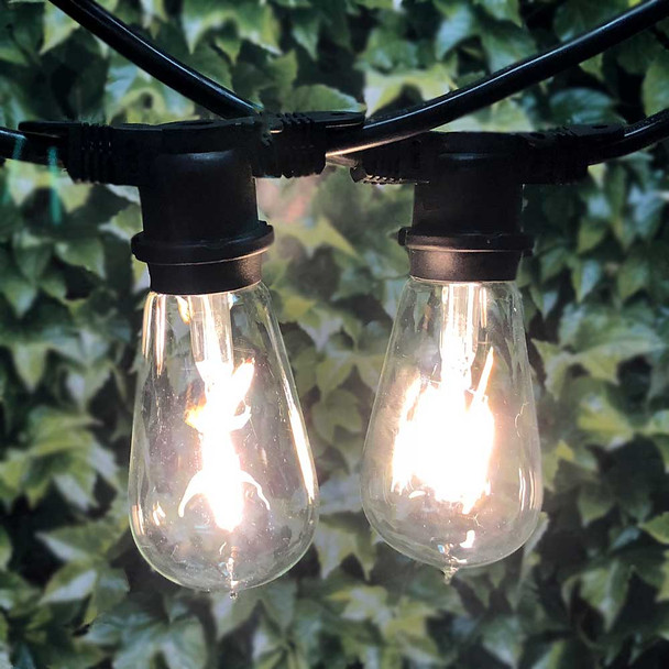 LED Vintage Outdoor String Lights with ST18 Bulbs