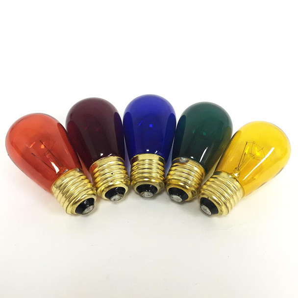 48 ft Black Commercial Medium Suspended Socket String Light & 11S14 Multi  Colored Bulbs