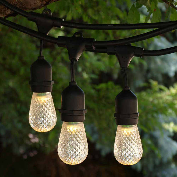 48' Black LED Outdoor String Light with Suspend Socket & LED S14 Bulbs