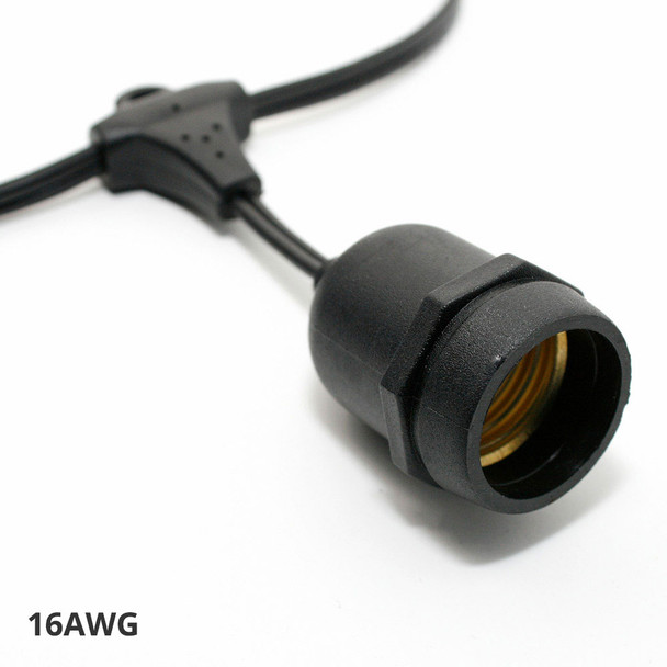 E26 suspended socket - 16AWG black cord
