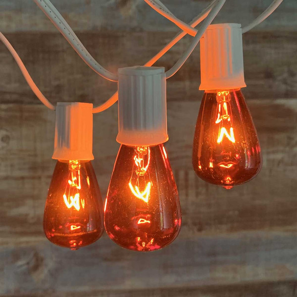 Vintage String Lights with White Cord & Amber ST38 Vintage Bulbs