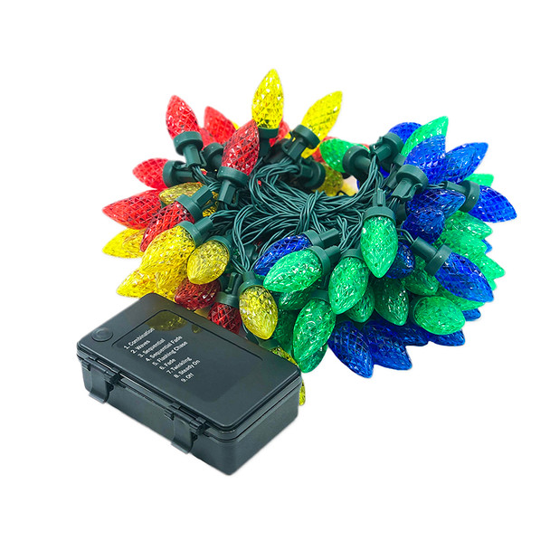 Battery Operated LED C7 string lights - multi color
