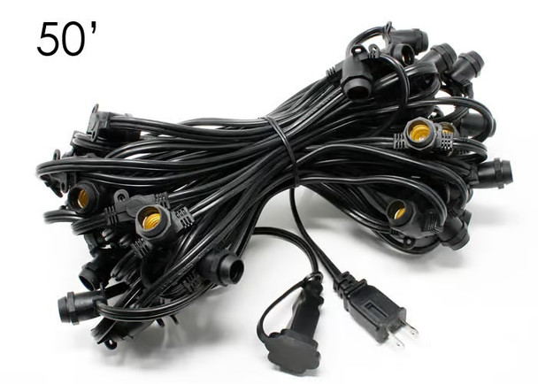 50' Black C7 Commercial Grade String Light Cord