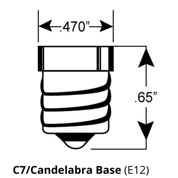C7 Candelabra E12 socket size