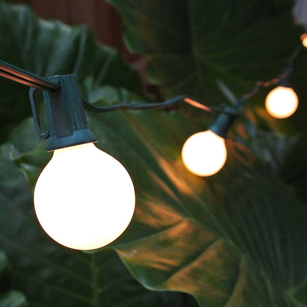 Globe Patio Lights - G40 White Satin Bulbs | String Lights, image size:1000x1000
