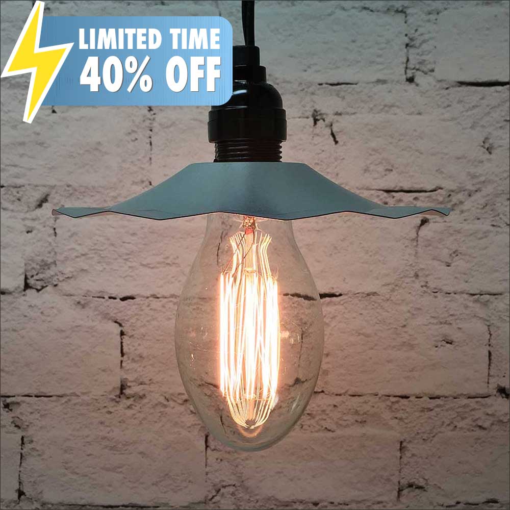 Pendant Light with Galvanized Shade & E75 Vintage Bulb