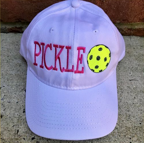 100% cotton adjustable back hat with pickleball design