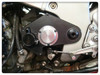 Robinson Industries Output Shaft Support Kit Suzuki Hayabusa (99-21), black metal support bracket installed on motorcycle engine.