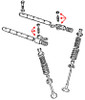 Suzuki OEM Rocker Arm GS1100-GS1150, technical diagram of rocker arm assembly with part labels and arrows highlighting specific components.
