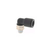Schnitz Racing Schnitz Air Fitting 90° 1/8 inch NPT x 3/8 inch Line, black plastic air fitting with angled design and metal threaded connection.