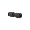 Schnitz Racing Schnitz Air Fitting Union 1/4 inch Line, black pneumatic air fitting connector for automotive and racing applications.