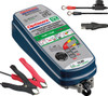 Tecmate Optimate Lithium 6 Amp Lithium Battery Charger, compact battery charger with adjustable clamps and diagnostic display.