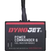 Dynojet Power Commander 6 Kawasaki ZX14R (12-25), close-up of the black rectangular fuel injection module with red and white logo and text, connected by a black braided cable.