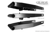 DME Aluminum Swingarm Kawasaki ZX12 (00-05), side views showcasing gloss, semi-gloss, and flat powder coating finishes.