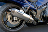 Brocks Performance Brocks CT Full Exhaust 16" Muffler on Suzuki GSX1300R Hayabusa (08-20), motorcycle exhaust system with a sleek metal finish.