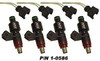 MPS Fuel Injector Kit, 80lb, Suzuki Hayabusa (99-07), four black fuel injectors with green top caps and red nozzles, PIN 1-0586.
