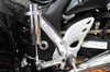 Pingel Easy Shift Electric Shifter Universal Kit For 1" Handlebars, installed on motorcycle with chrome and white components.