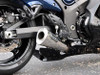 Brocks Performance Brocks Alien Head 2 Full Exhaust 14" Muffler Suzuki Hayabusa (99-22), motorcycle exhaust system installed on blue Honda Hayabusa showing the muffler and exhaust pipe.