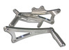 DME Rear Sets, Kawasaki ZX14R (06-25), motorcycle footpegs and foot control brackets in silver aluminum with CNC machined finish.