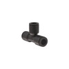 Schnitz Fitting Plastic Air Tee, 3/8 inch, pneumatic air line fitting in black, with three ports for connecting air hoses of 3/8 inch and 1/4 inch diameter