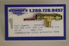 Schnitz Fitting Tee 1/4" Air Line x 1/8" Male Pipe x 1/4" Air Line, brass fitting with threaded connections and plastic ferrules, for pneumatic air systems.