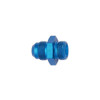 Schnitz Racing Schnitz Fitting -6 x 18mm x 1.5 for Bosch 044 Pump, blue anodized aluminum fuel fitting with male threaded ends.